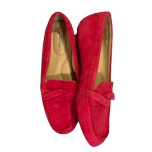 Land's End pink suede loafers flats size 8